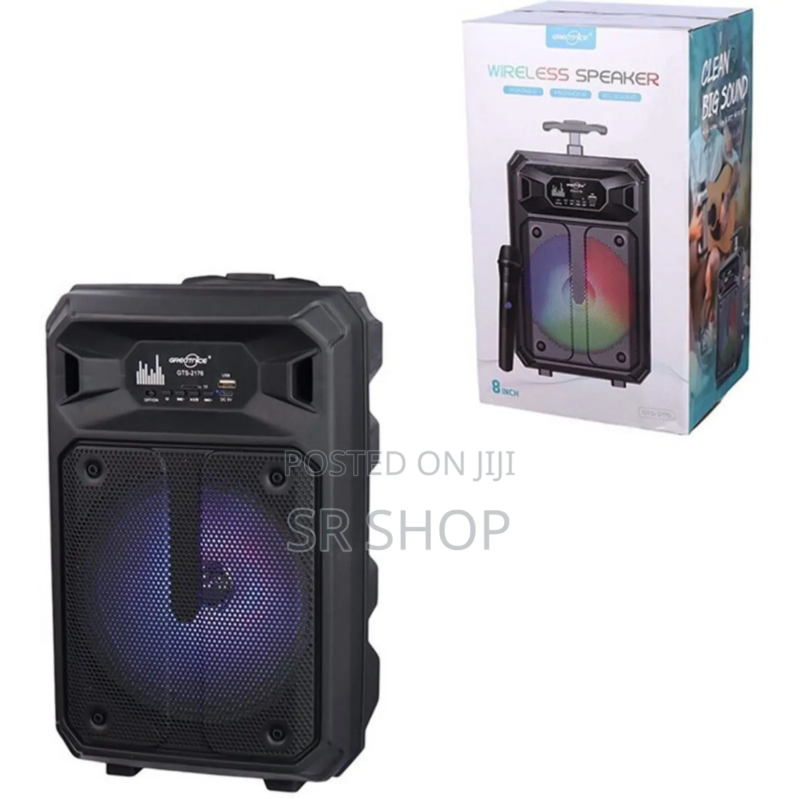 8inchi Speaker Bluetooth GTS-2176 With Microphone Led Lights