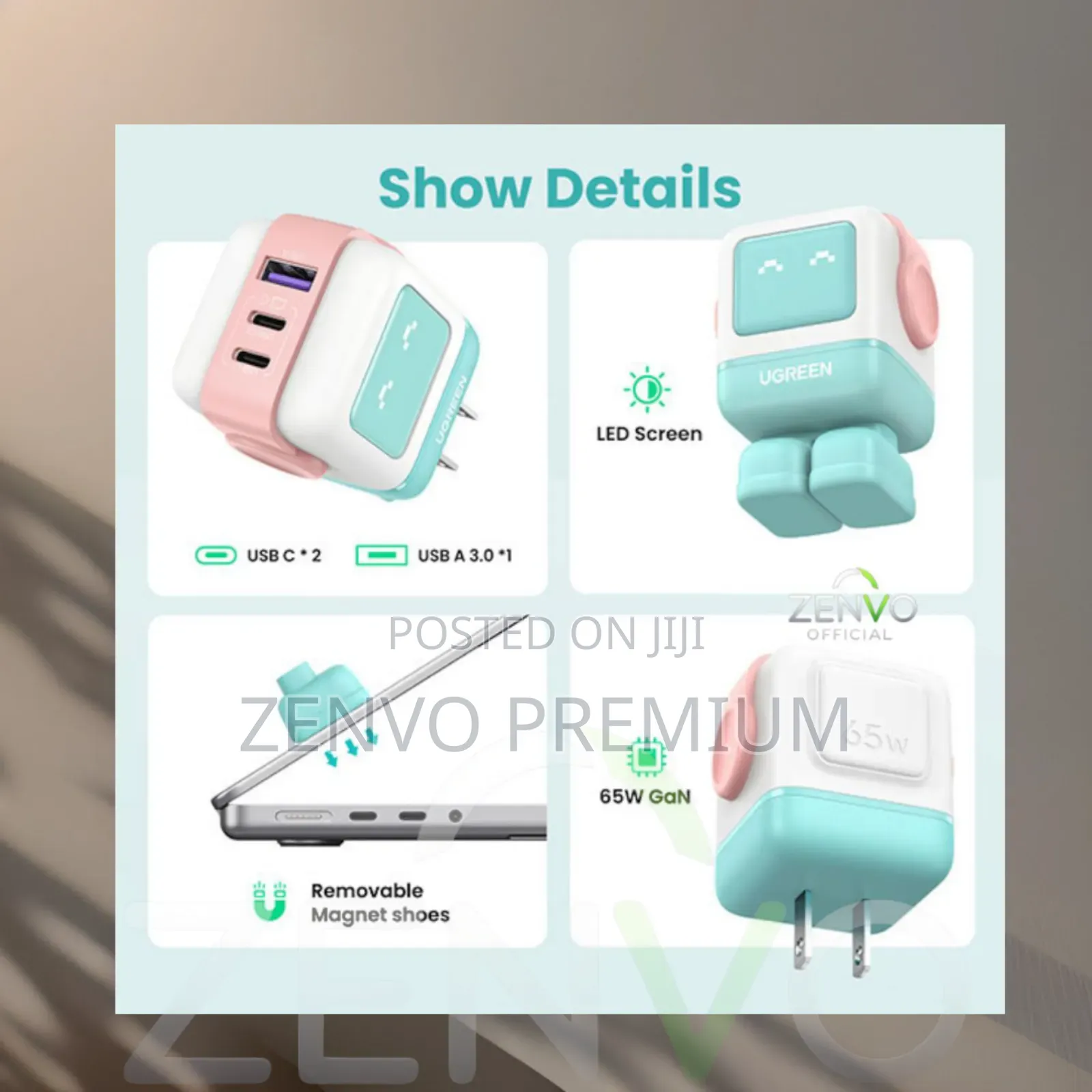 Ugreen Cd36 Nexode 65w 3-Port Gan Fast Charger