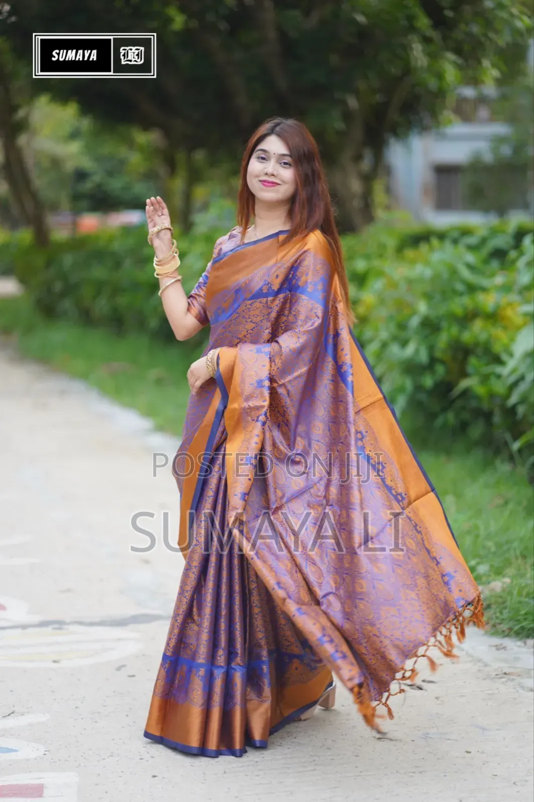 Kanjivaram Katan Sharee – Royal Blue Golden Elegance