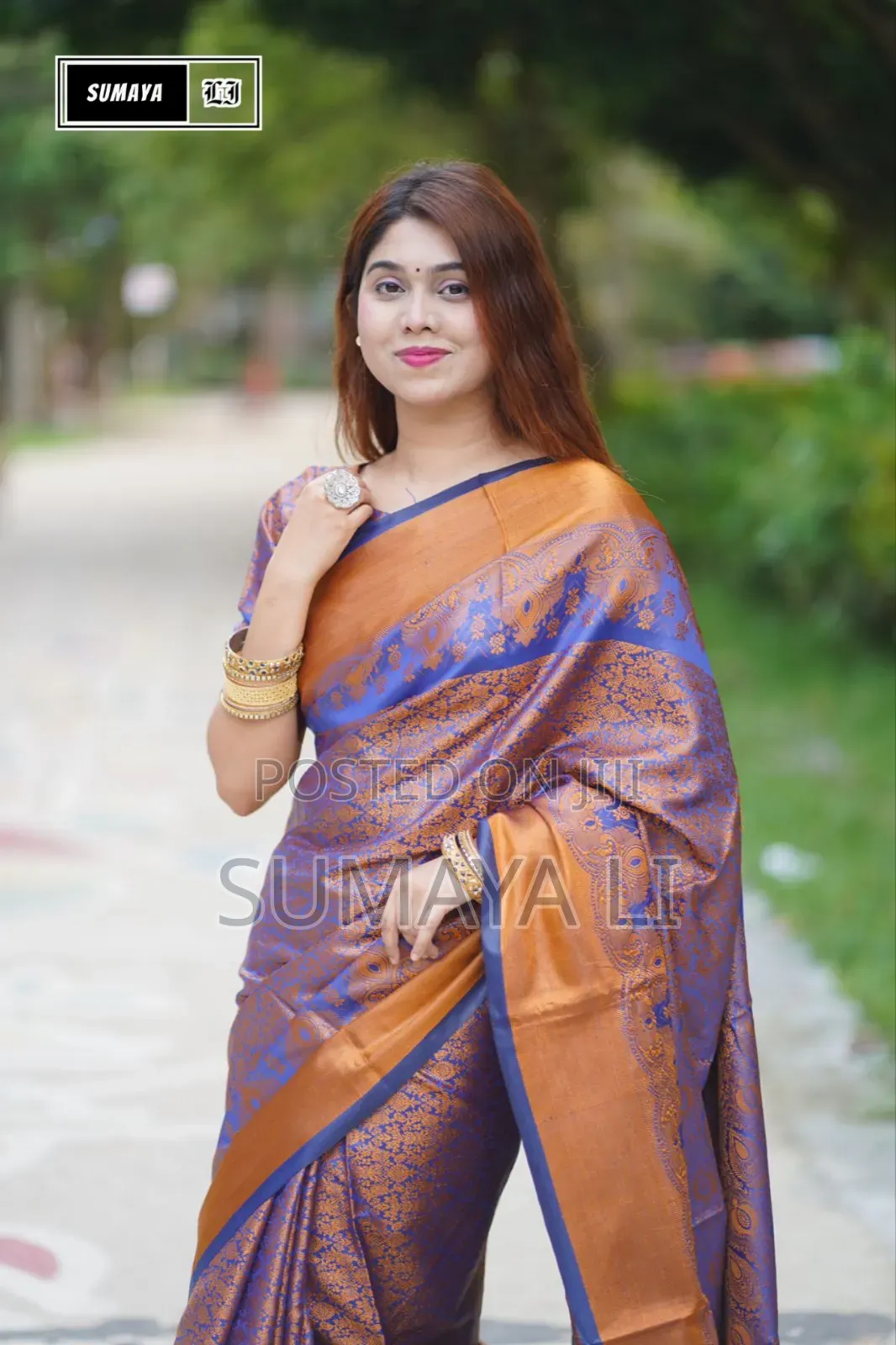 Kanjivaram Katan Sharee – Royal Blue Golden Elegance