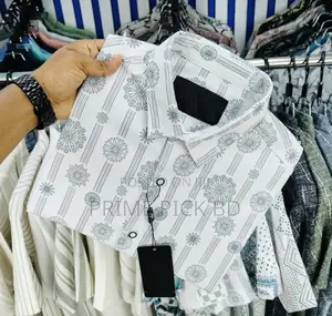 Luxury Popcorn Half-Sleeve Print Shir for Men