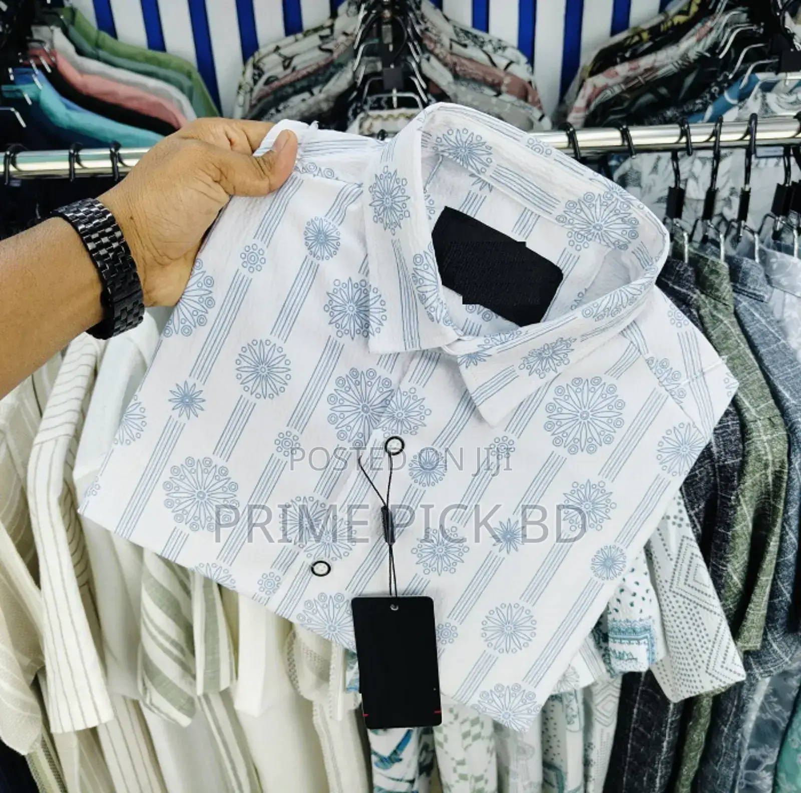 Luxury Popcorn Half-Sleeve Print Shir for Men