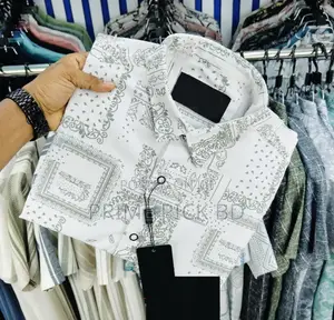 Luxury Popcorn Half-Sleeve Print Shir for Men