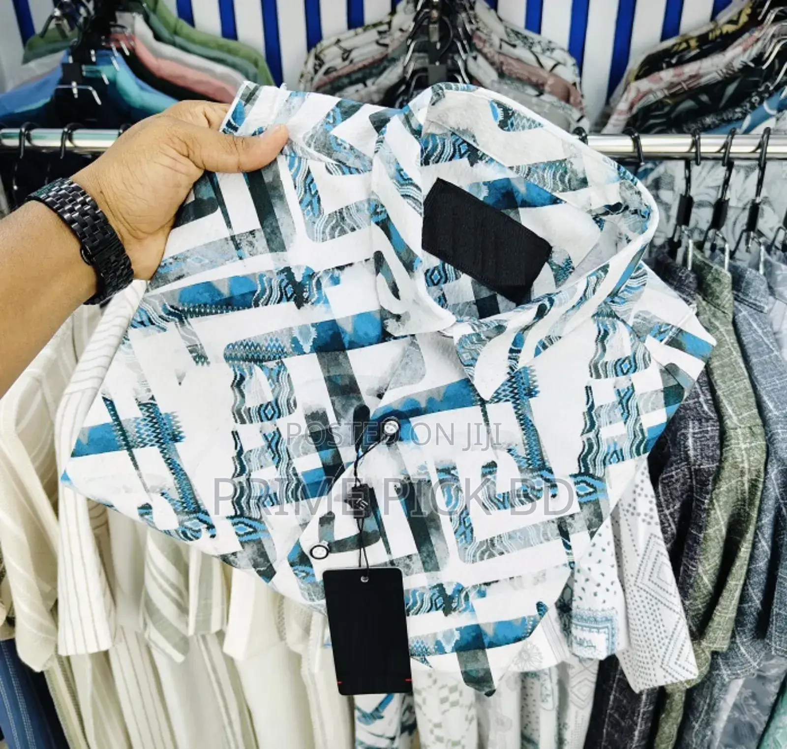 Luxury Popcorn Half-Sleeve Print Shir for Men