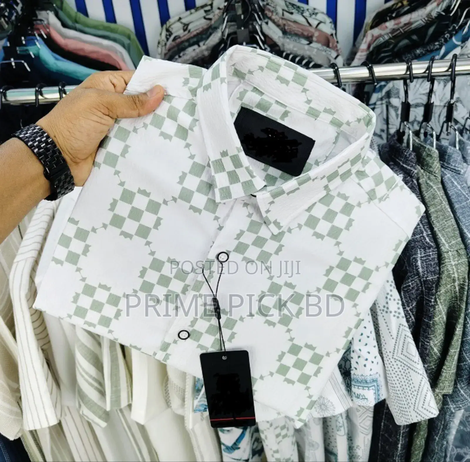 Luxury Popcorn Half-Sleeve Print Shir for Men