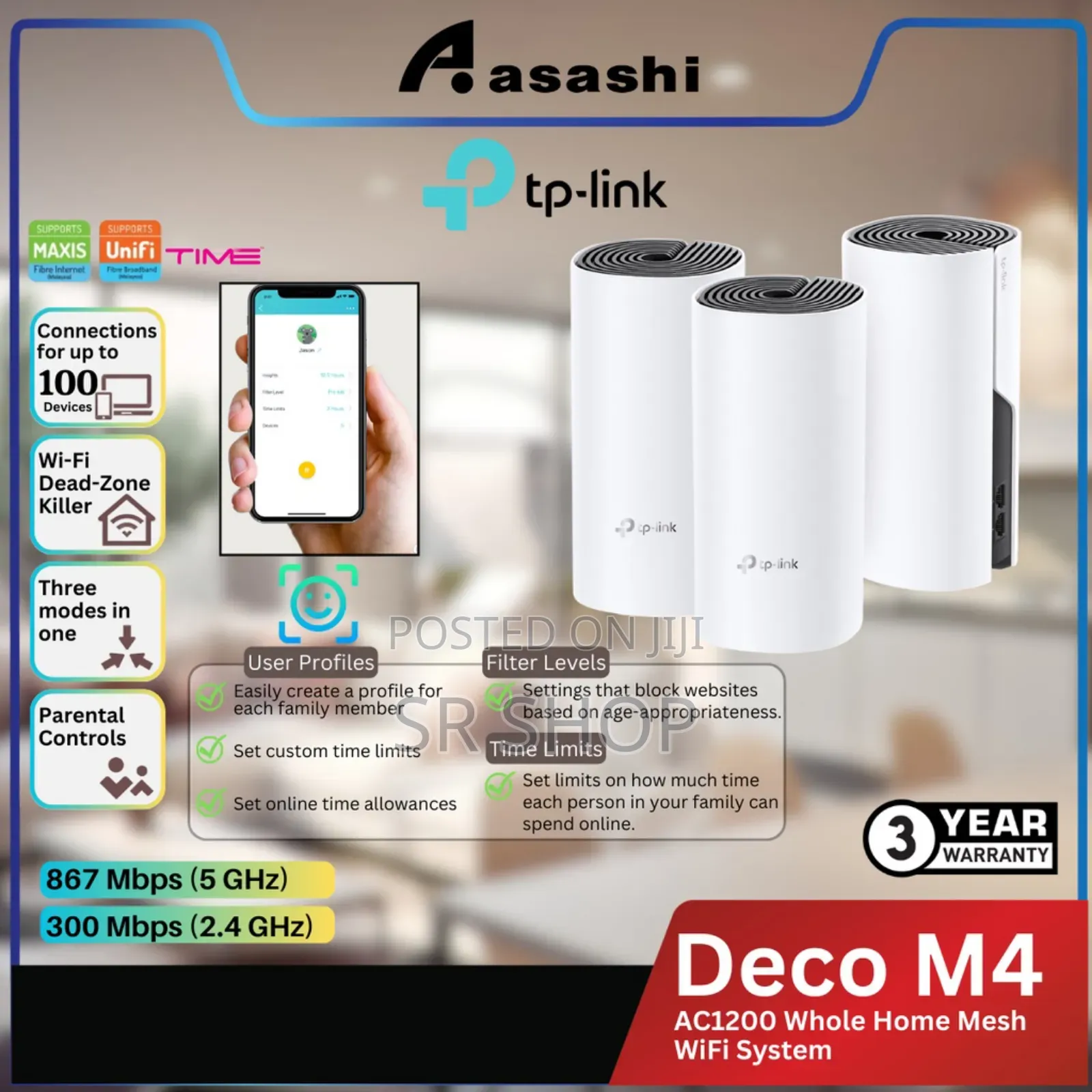 Tp Link Deco E4 (1 Pack) Ac1200 Dual-Band Wi-Fi System
