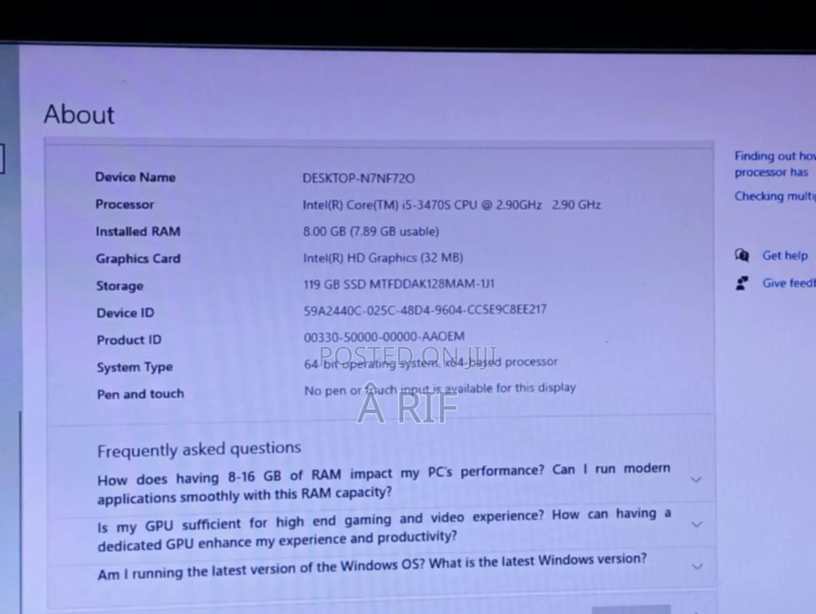 Desktop Computer Dell OptiPlex 7010 8GB Intel Core I5 HDD+SSD 128GB