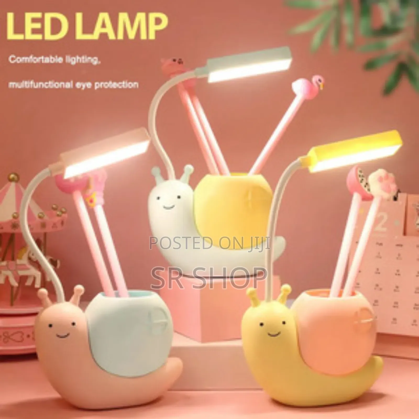Usb Rechargeable Snail Desk Lamp Night Light Pen Holder