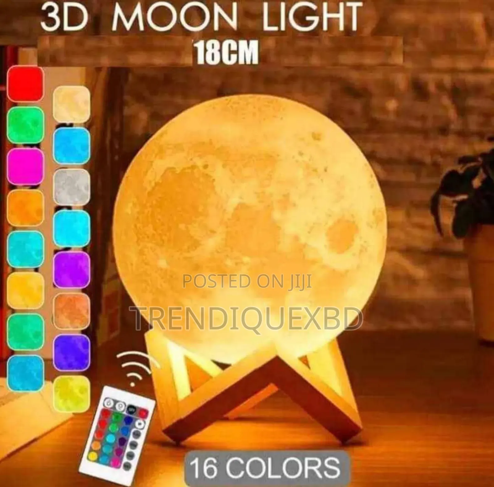 3d Rechargeable Moon Lamp With 16 Colors