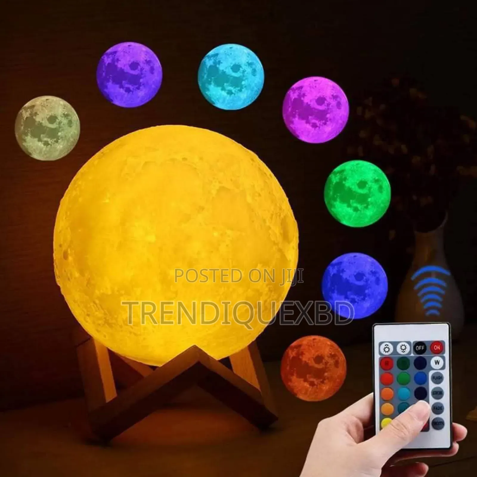 3d Rechargeable Moon Lamp With 16 Colors