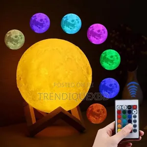 3d Rechargeable Moon Lamp With 16 Colors