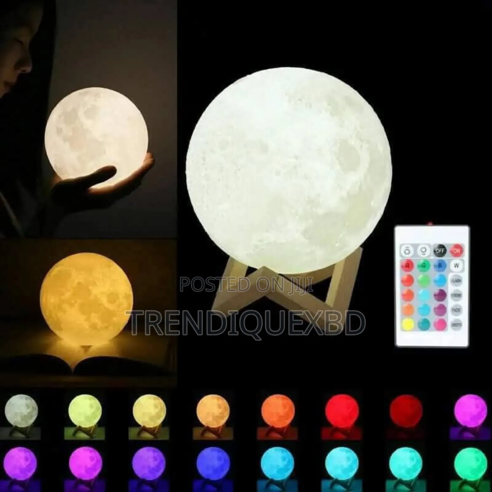 3d Rechargeable Moon Lamp With 16 Colors