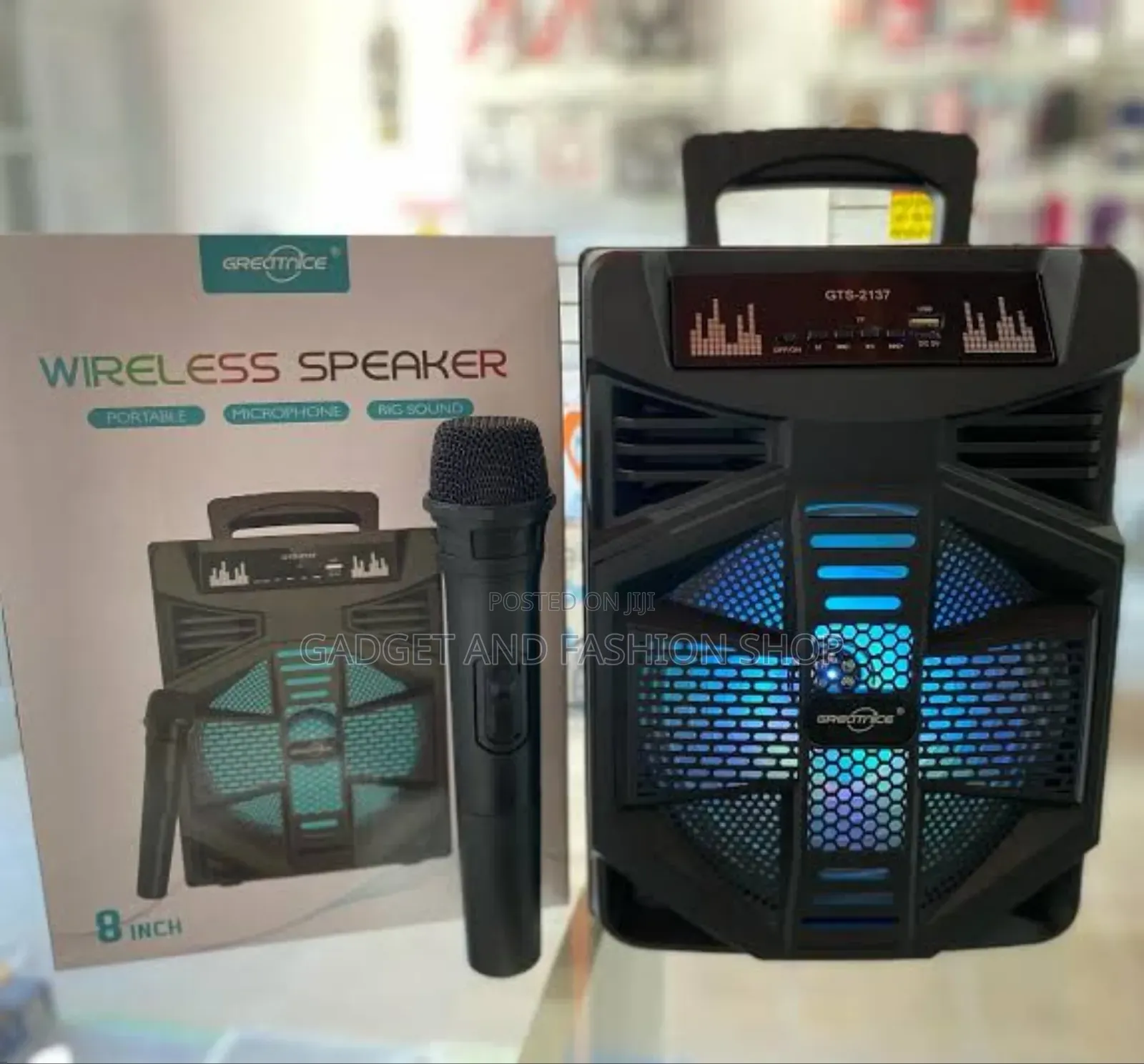 8" Bt Speaker Bluetooth Gts2137 With Microphone Led Lights