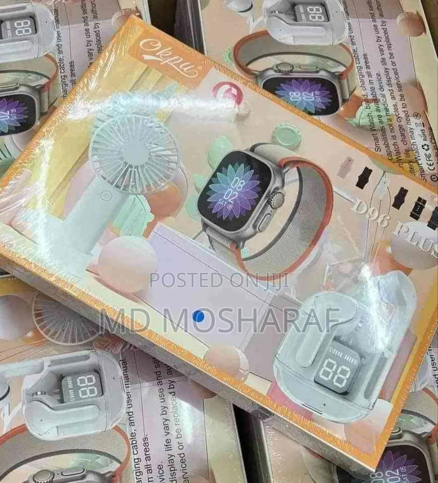 D96 প্লাস স্মার্ট ঘড়ি (4 বেল্ট) + ফ্যান + এয়ারপডস