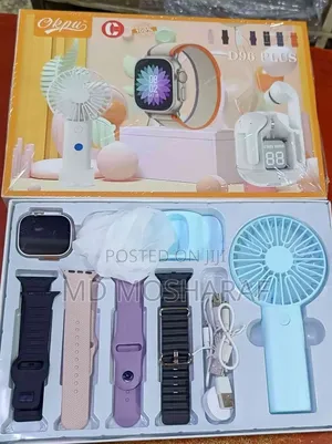 D96 প্লাস স্মার্ট ঘড়ি (4 বেল্ট) + ফ্যান + এয়ারপডস