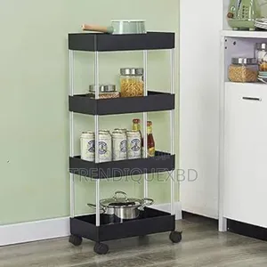 Photo - Slim 4-Tier Rolling Storage Rack for Kitchen Bathroom