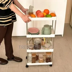 Slim 4-Tier Rolling Storage Rack for Kitchen Bathroom