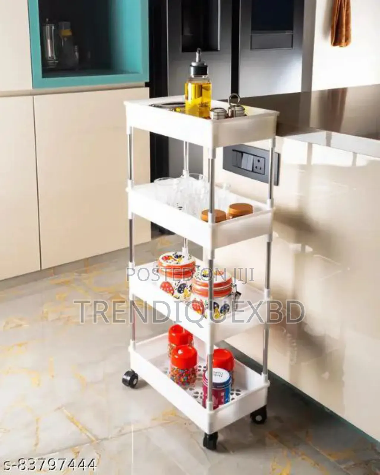 Slim 4-Tier Rolling Storage Rack for Kitchen Bathroom