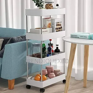 Slim 4-Tier Rolling Storage Rack for Kitchen Bathroom