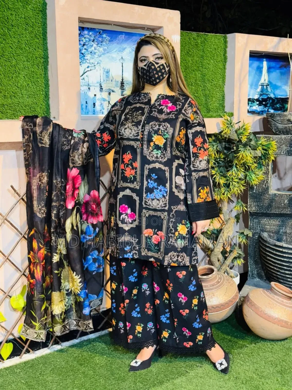 Digital Print 3pices
Kamiz- Dubai Cerry
Orna