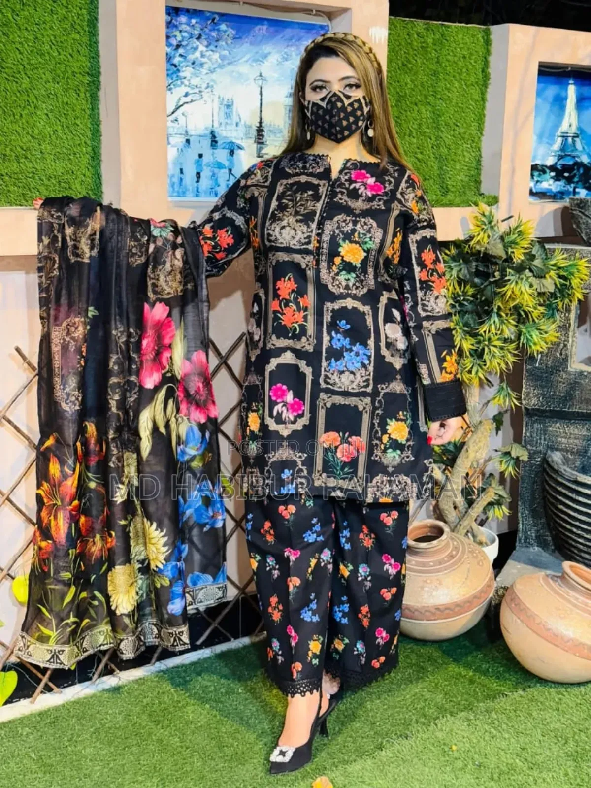Digital Print 3pices
Kamiz- Dubai Cerry
Orna