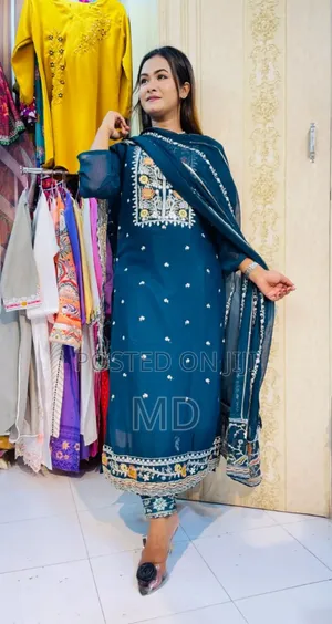 Photo - Georgette Embroidery Three Piece