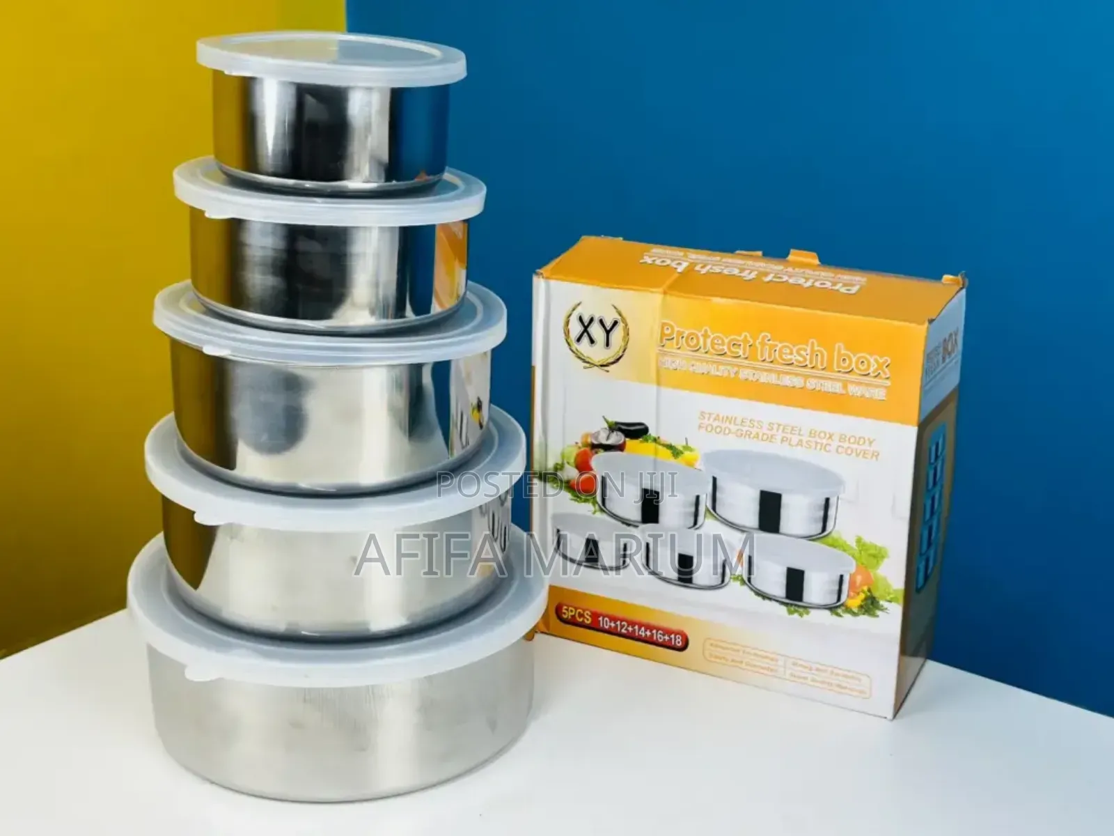 Stainless Steel Food Storage Box With Cover 5 in 1 Set