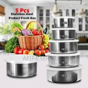 Stainless Steel Food Storage Box With Cover 5 in 1 Set