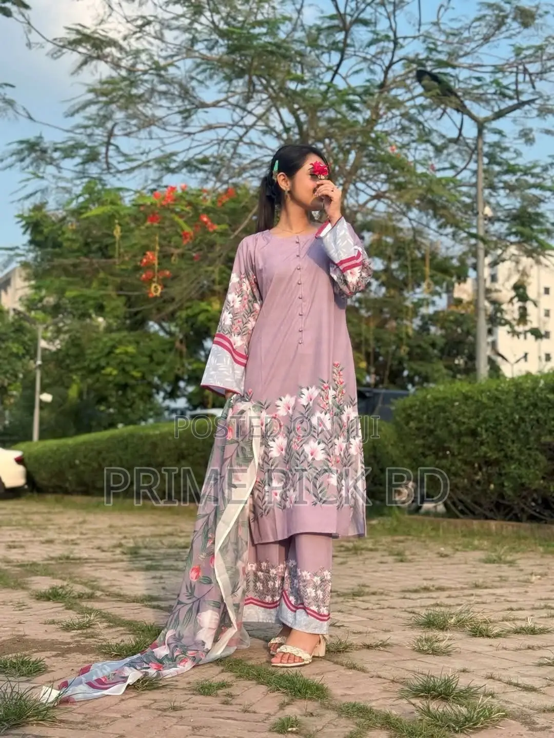 Digitally Printed Elegance Three-Piece