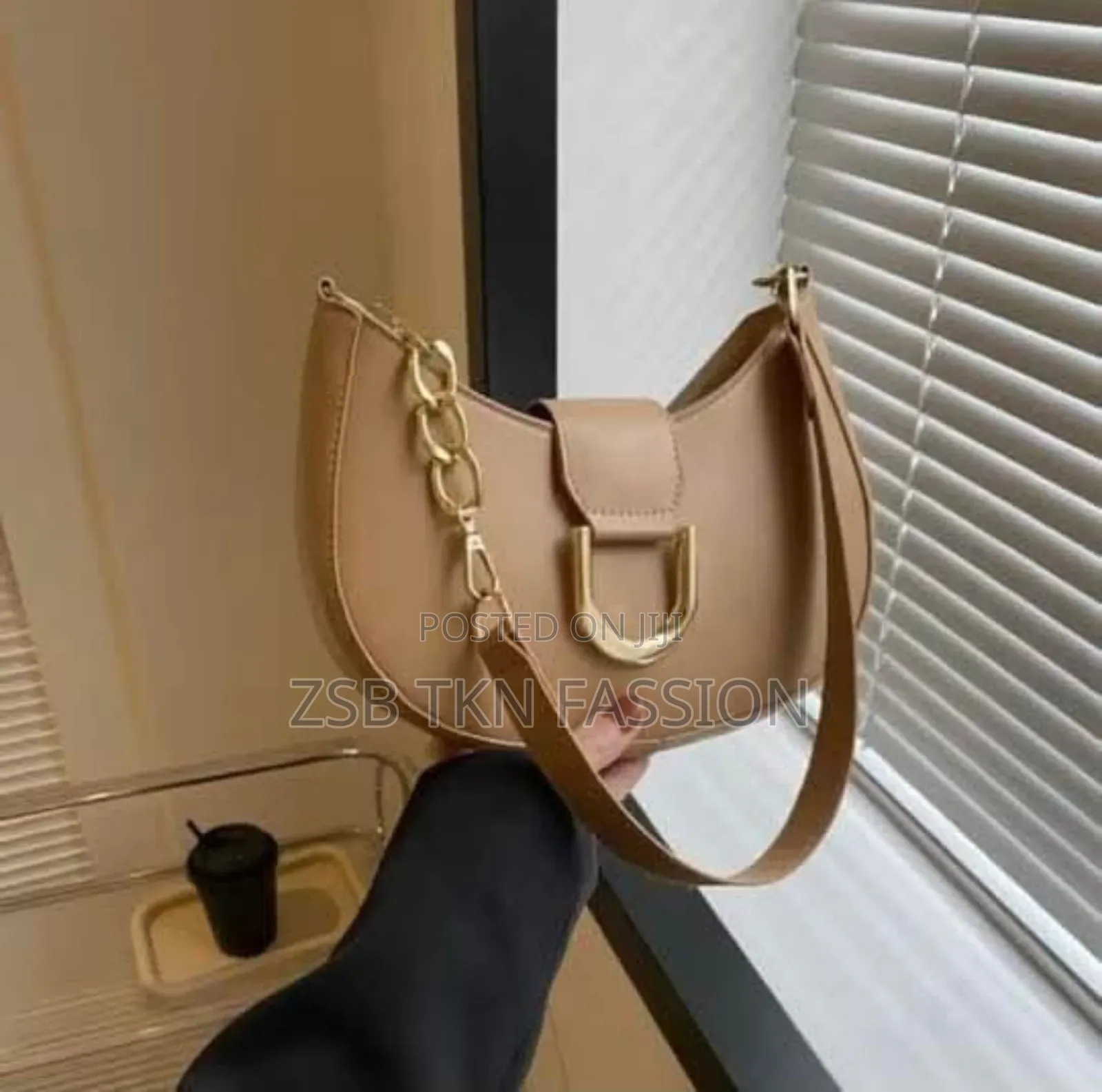 Simple Candy Color Half Round Zipper+Button Chain Shoulder