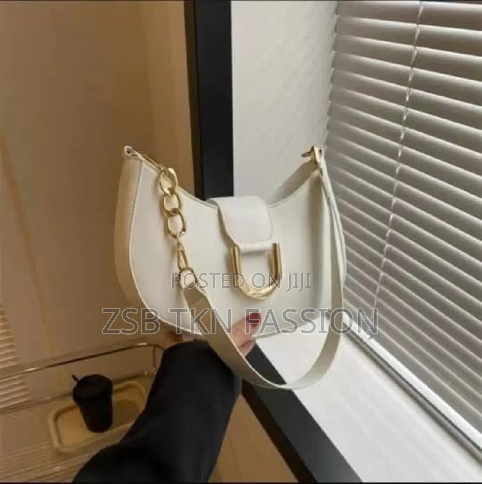 Simple Candy Color Half Round Zipper+Button Chain Shoulder