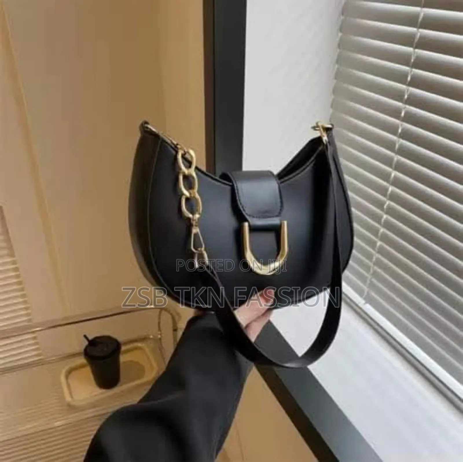 Simple Candy Color Half Round Zipper+Button Chain Shoulder