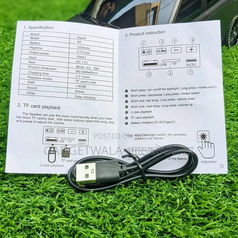 Kisonli B3 Solar Car Music Bluetooth Speaker