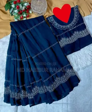 Photo - Georgette Embroidery Sharee With