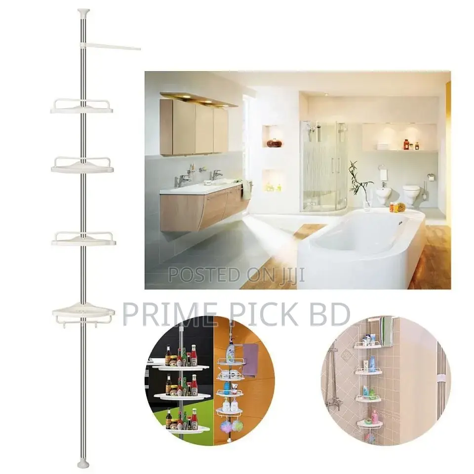 Adjustable Bathroom Corner Shelf Rack – Floor to Ceiling