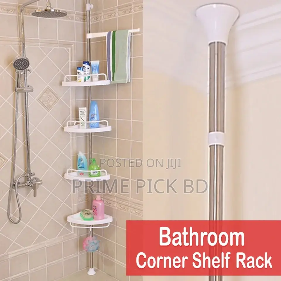 Adjustable Bathroom Corner Shelf Rack – Floor to Ceiling