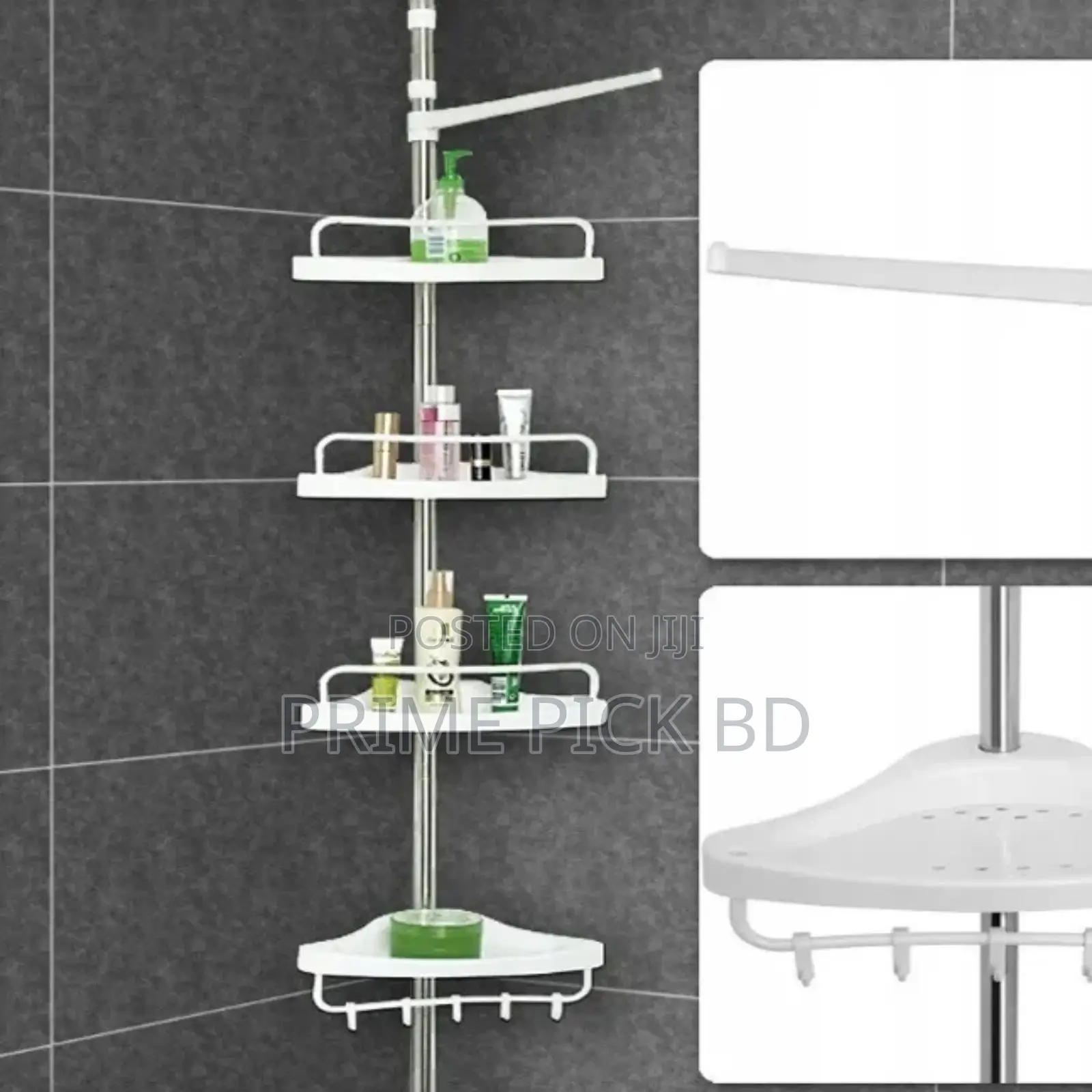 Adjustable Bathroom Corner Shelf Rack – Floor to Ceiling