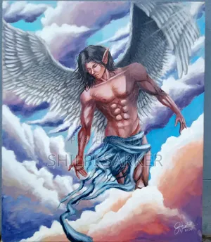 Photo - Fantasy Winged Elf – Original Acrylic Painting on Canvas