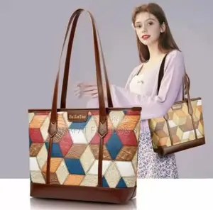Primium Tote Bag Color: Blue/Red/Brown Metarial :