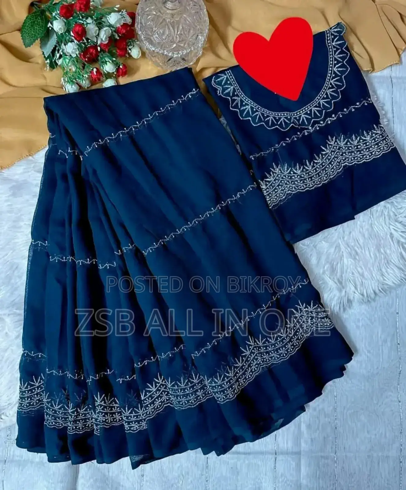 Georgette Embroidery Sharee With Blouse Piece New Update Col