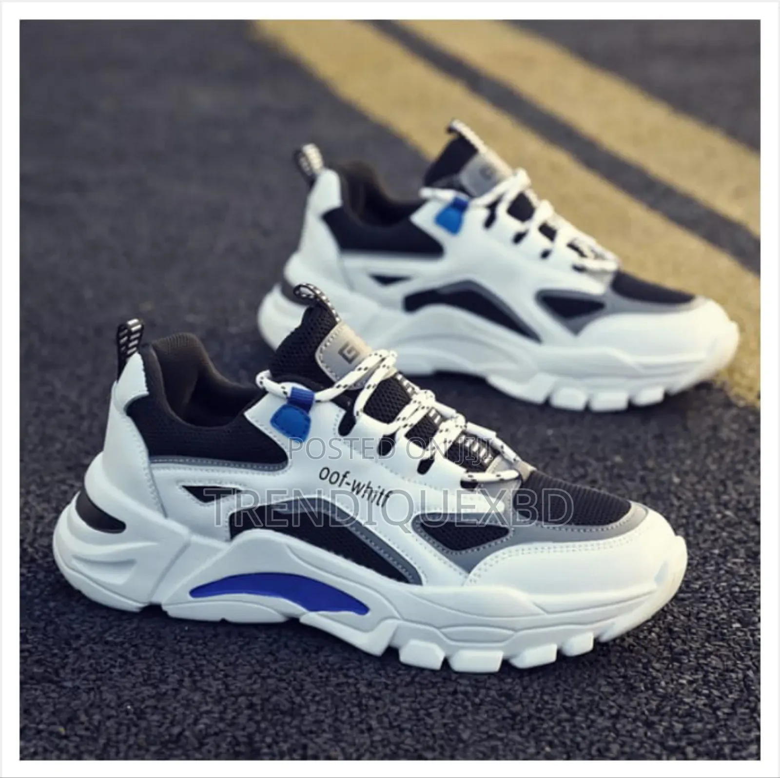 Men’S White Blue Casual Sneakers