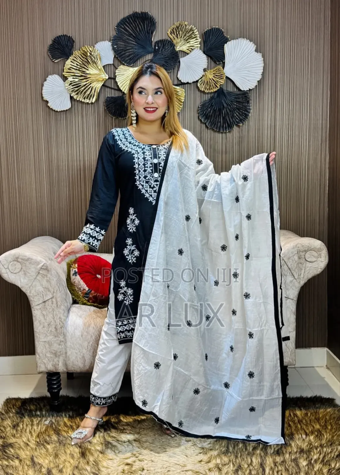  Embroidery Cotton Three Piece | Chicankari Neck Design 