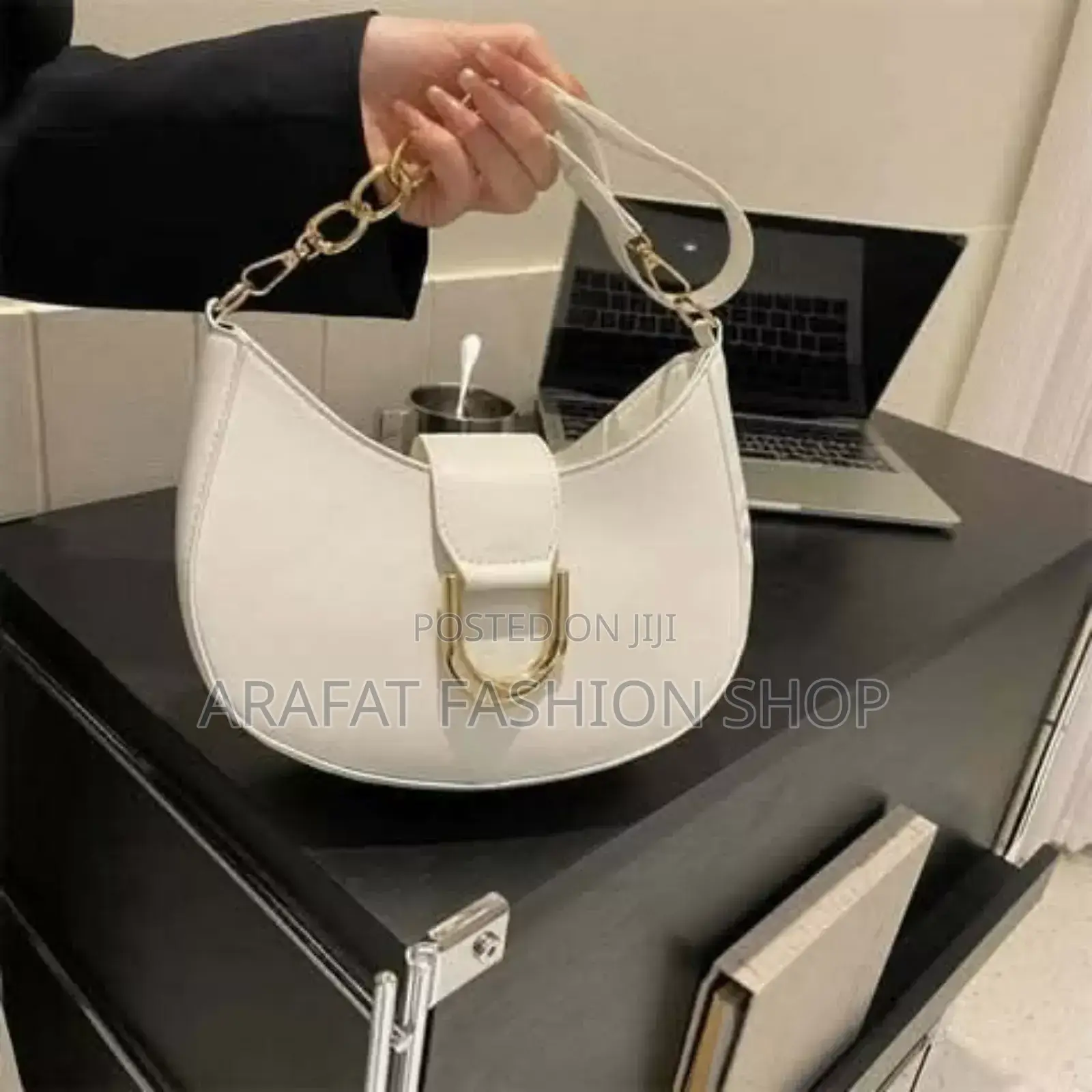 Simple Candycolorhalfroundzipper+Button Chain Shoulder Bag