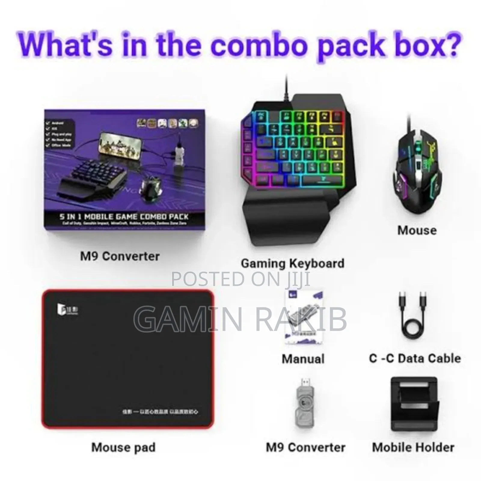 5 in 1 Mobile Game Combo Pack ( Phone Mouse Keyboard)
