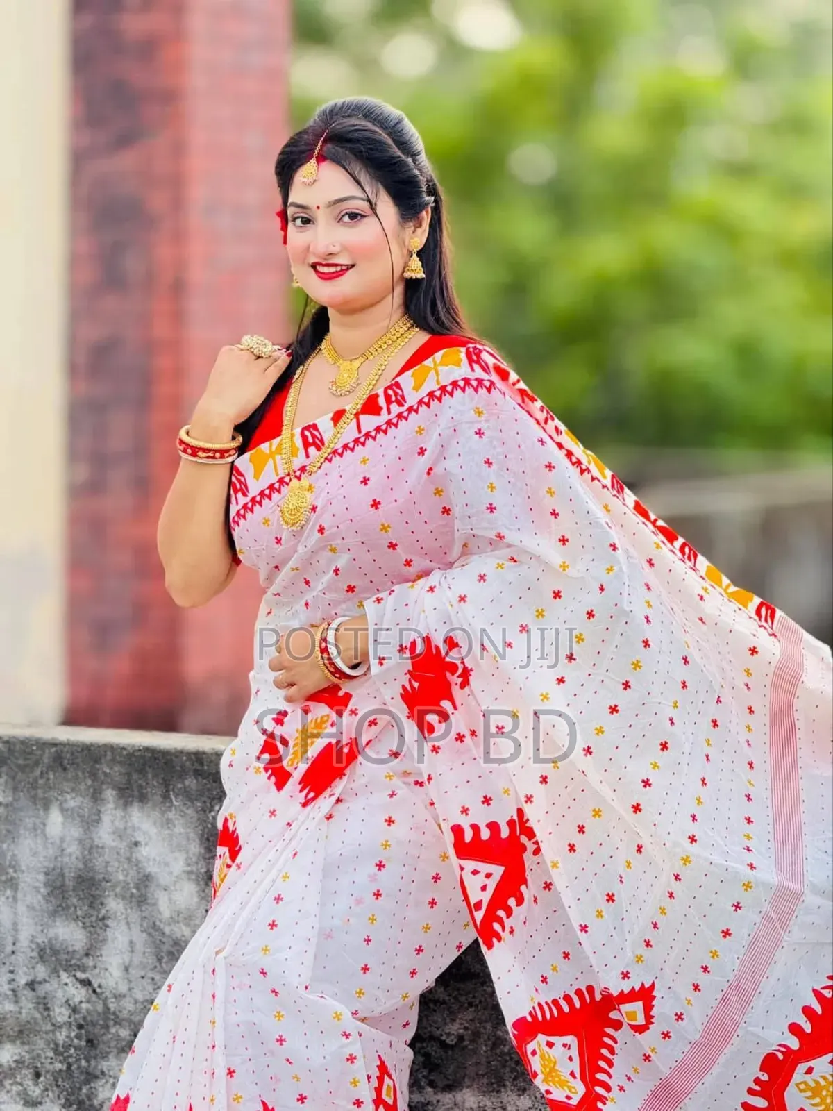 Half Silk Block Print Sharee