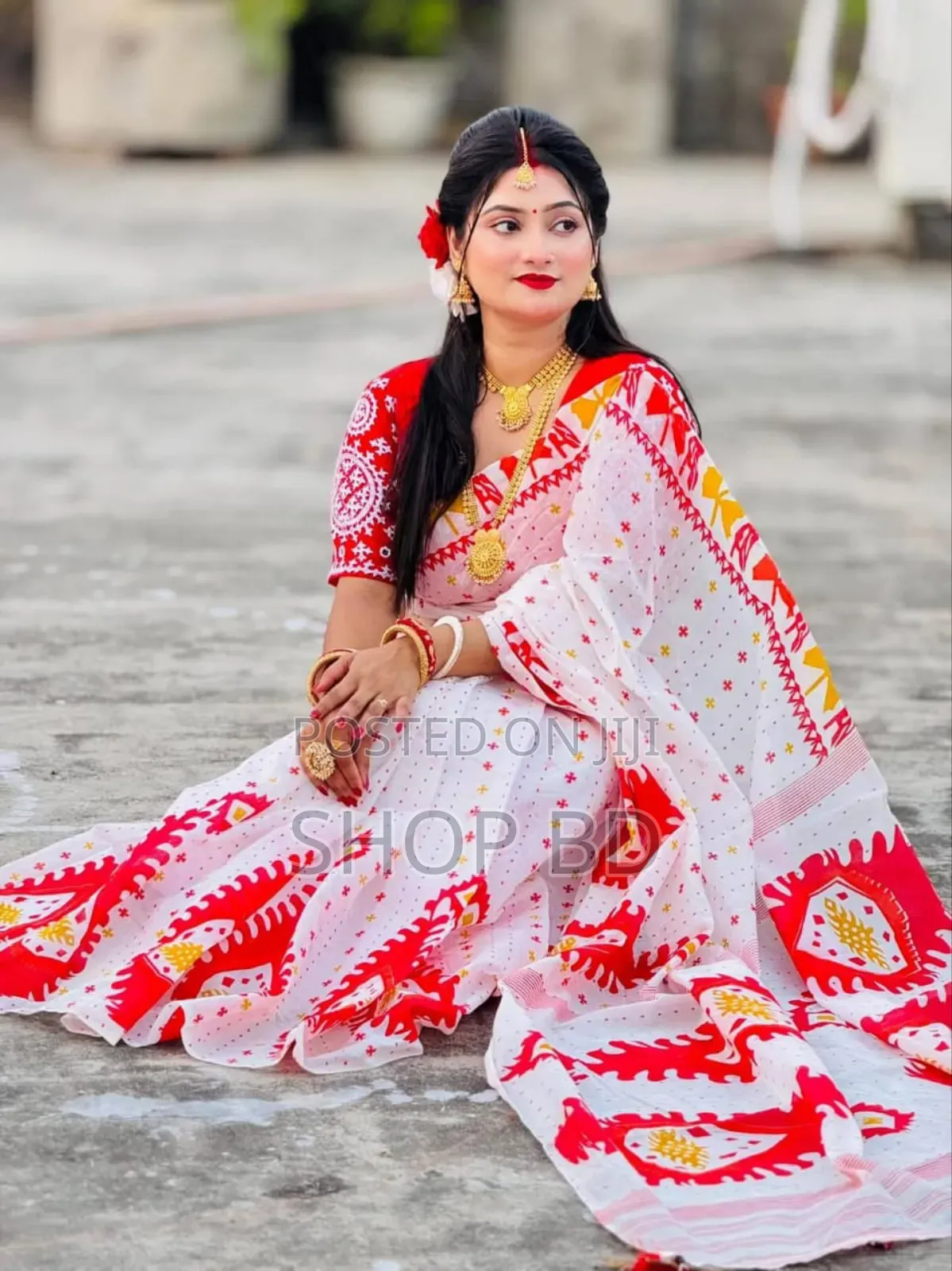 Half Silk Block Print Sharee