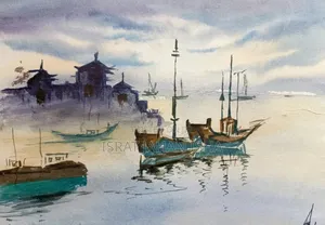 Photo - Misty Harbor – Original Watercolor Seascape