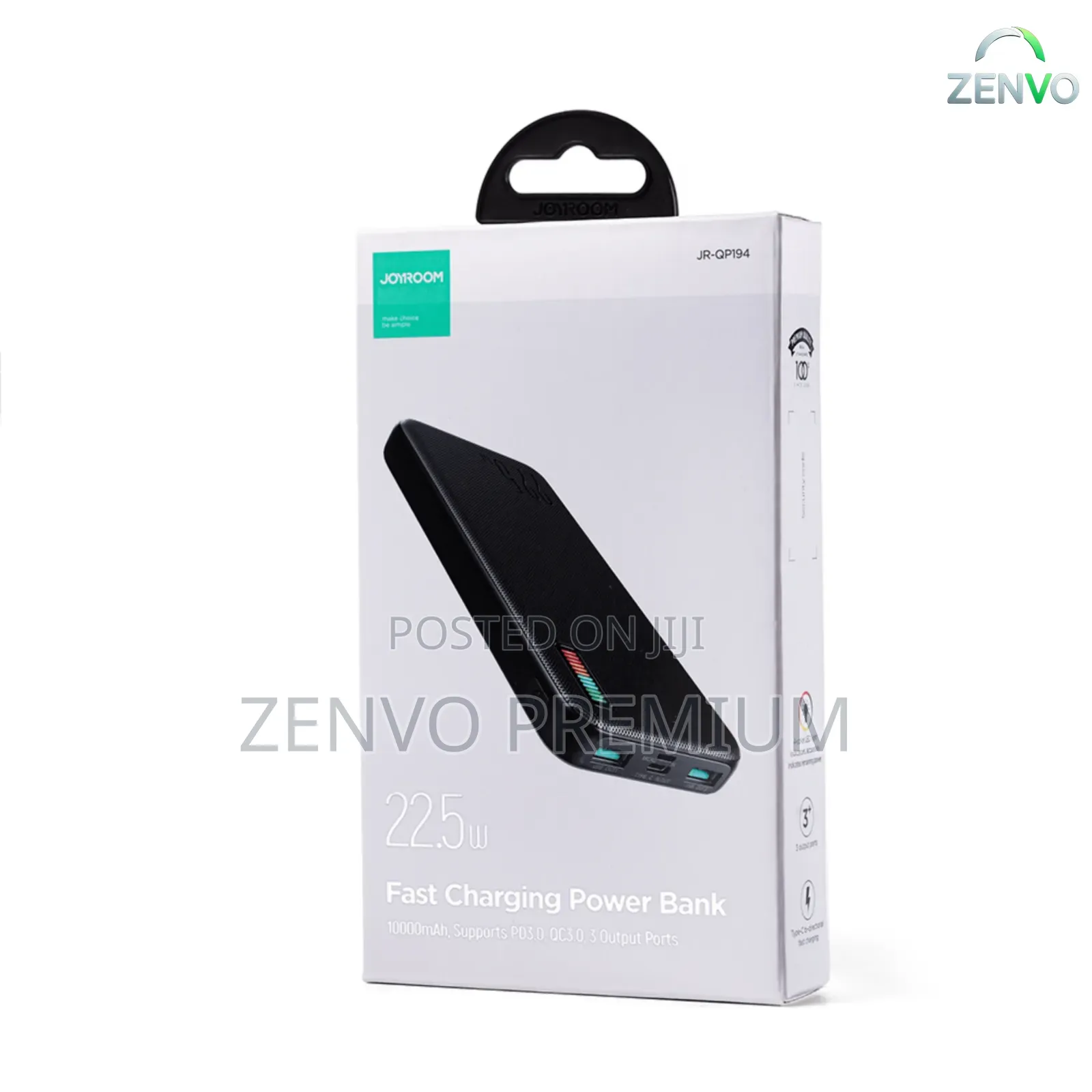 Joyroom 10000mah 22.5w Fast Charging Power Bank- Black Color