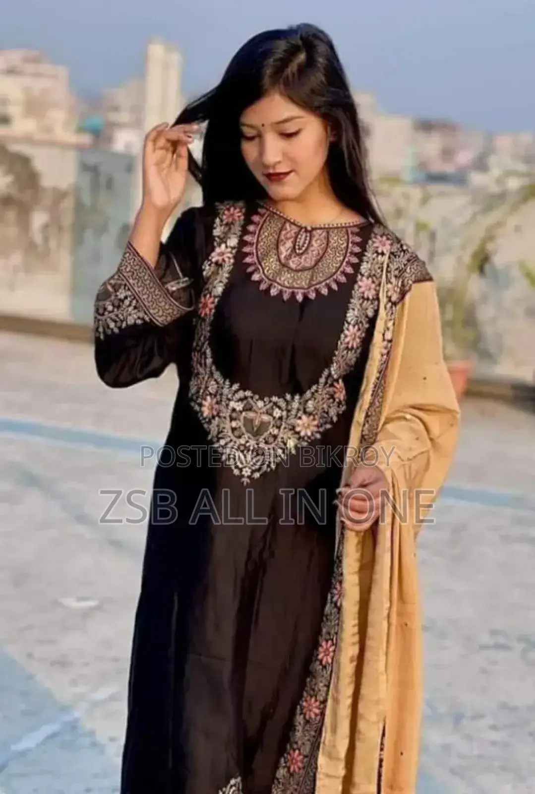 ব্লক প্রিন্ট থ্রি পিস