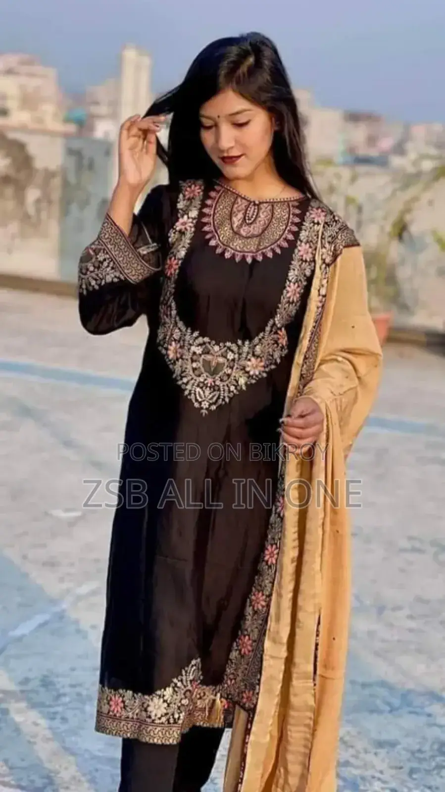 ব্লক প্রিন্ট থ্রি পিস
